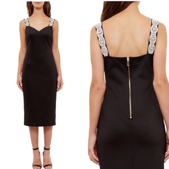 Ted Baker Dresses & Skirts - Ted Baker Black Embellished Strap Bodycon Dress